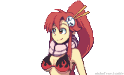 deliciousorangeart:  michafrar:  Yoko! &lt;3 I wanted to make an animated Yoko sprite after doodling the Gurren Lagann cast. I’m sorry for not making much pixelart lately! So, Enjoy! :D (1x version!)  Micha rocks the pixels for an adorable animated