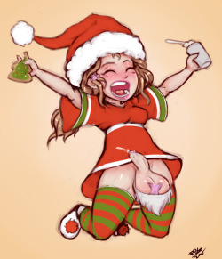 Merry Christmas!  A kinda cartoony Kerri.Also she got into the wrong eggnog