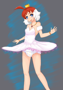 nekoloominati:  poll pic from a week ago, oop I’m late. Anyways this is princess TuTu diapered.