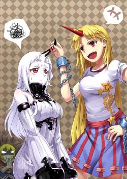 Haha, I always love crossovers between Touhou and Kancolle =) Dat Horn envy. Totally an Oni thing =p