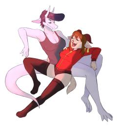 the-entire-furry-fandom:  bonesdraws:  commission for @the-entire-furry-fandom of these two goons relaxin’ with each other!  look at these slobs 