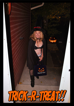 questionsandacts:  Go Trick or Treating to at least one home… NOT your own, while dressed in your “Bad Witch” costume! You can keep the cape wrapped around your witchy lingerie, but extra points if you “oops” let it slip….   Awesome! Thanks