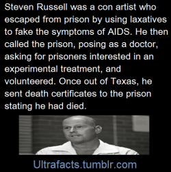 creppysponge:  blackgirlsparadise:  How….?  STEVEN RUSSELL WAS A FUCKING GENIUS.  Originally arrested for Insurance Fraud, he met the love of his life Phillip Morris in prison He got out before Phillip, so he proceeded to GET PHILLIP OUT OF PRISON