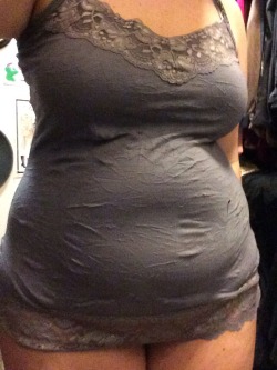 biglegwoman:  Wow, I really look like I’m pregnant from the side!   My gray pants can no longer be zipped all the way up…that’s as far as it goes! Also, the pockets are tucked in as far as they go too. Officially outgrown :)