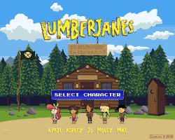 kittyheadbutt:  Pixeljanes Can this be a thing? I thought how much fun it would be to have a Lumberjanes video game to play. Basic side scroller adventure, and it would have holy kitten power ups and a dinosaur land bonus level. I thought it could have