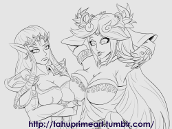 tahuprimeart:  tahuprimeart:  Lines for a doodle I really got into. Also someone once requested I draw Zelda so that’s happening lol. I’ll try to finish this tomorrow between working on my commissions. If you have requested a drawing from me in the
