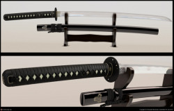 takumiwarrior:  Beautiful 1060 High Carbon Steel Katana Sword | Black 9Click here to check it out!Contact me for coupon codes only for Tumblr followers :)