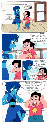 eyjoey:  I was thinking about Lapis the other day that she’s the only gem in the series (aside from Rose) that doesn’t wear shoes, I feel like if she gets to hang around with Steven more maybe he’ll notice that and I thought, won’t it be cute