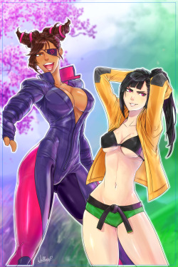 hironicamente:  Laura and Juri costume swap - Commission for Richard 