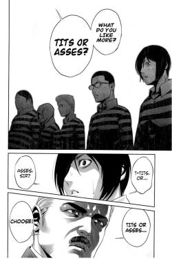 jacknurse:  lewmzi:  cosmiccounty:  pembrokewkorgi:  hentleman:  kikkomans:  Worth reading  A piece of art  Is… Is that why I like asses?  Prison School is an actual gem.  This is one of the many reasons to love it.  I think about this manga quite
