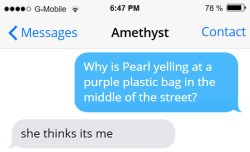 She saw that it was both purple and in the way, so she just assumed