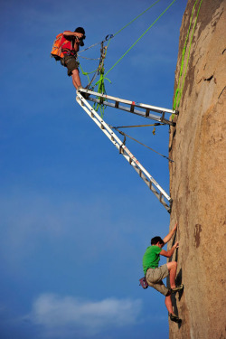 Ever wonder how photographers get those amazing shots of rock climbers?