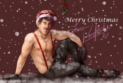 scythlyven-art:  Merry Christmas Love, Warfstache   This post has been flagged for SEXY content