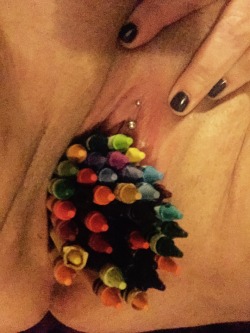 katie-ramey:  I had an odd, anonymous request.. How many crayons can I fit in my pussy? The answer is 48 :)  Bet you can fit 50