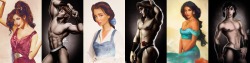 passtheguacamole:  thegoddamazon:  missmisandry:  Two of my favorite Disney fan art series’, together at last. Jirka Vinse’s  Real Life Disney Girls and David Kawena’s Disney Heroes Hyper-realistic women and hyper-sexualized men   I’m about