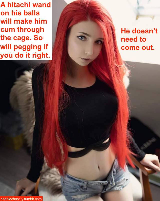 A hitachi wand on his balls will make him cum through the cage. So will pegging if you do it right.He doesn&rsquo;t need to come out.