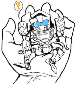 shibara:  the-quite-contrary:  Someone on TFG said they’d like a tiny Tailgate so I doodled one up. Then that led to a tiny Cylconus.   AAKLDJNKSDJFNGKJDF Look at tiny Cyclonus noomming on the hand omg &gt;////&lt;