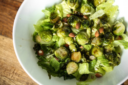 theveggroupie:  - - Maple Glazed Brussels Sprouts | w.nuts&amp;greensCut brussels sprouts in half. Toss with a few tablespoons of maple syrup and a few tablespoons of melted coconut oil. Add a generous pinch of sea salt. Bake for 25-30 minutes at 375,