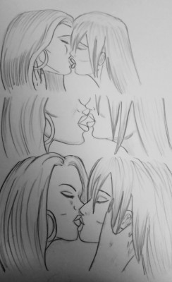Kate and Taki kissing sketch  Found it quite hard to get motivated and draw or write, so I decided on a whim to draw the new couple. This is love, not smut. This for me is more than just eye candy or titillation. As someone distinctly less than straight,