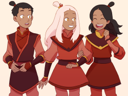 venidel:  More headcanons for the opposite element AU: - Sokka, Katara and Yue grew up together and are close friends. In this AU Yue’s name is Hinata (meaning ’facing the sun’) because of the sun’s importance to the Fire Nation.   - Aang’s