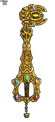 A Keyblade I designed based on the Infinity Gauntlet from Avengers Infinity War. I call it the Infinity Blade.