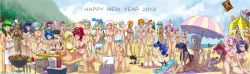 lovetomorrowlove:  Well we had this for 2012 Hot Springs Pic [link]and now…Couple of notes:~ It took 4 days to complete. Not a commission.~ Original Size is at 10200x3000 pixels~ The Dressing Tent is holding Dr. Hoove’s Tardis. ~ They are at Celestia’s