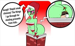 ck-blogs-stuff: X-Mas Comm: Dom’s Chimney Troubles by CK-Draws-Stuff  Here’s a commission ordered from @hsrw101 featuring Lord Dominator having trouble getting down the chimney to steal kids presents, but poor Ryan (OC) is in the way of her mission