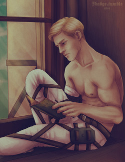 jbadgr:  Commander Erwin Smith: ‘Bruised but not broken…’ Artist: JBadgr _________________________ One of my top favourite characters in the SnK series. Thinking about doing another Levi, or Reiner and Bertholdt next. What do you all think? Hope