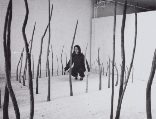 zurich-snows:Rosemarie Castoro working (or performing) in her SoHo studio, New York 1970s