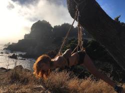 Roadside attractions on the California coast with @junestpaul #model #bondage #ropebondage #shibari #redhead #redhair #redhairdontcare #girlswithtattoos