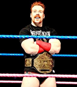 superstarsanddivaswwe:  Sheamus looks so HOT with that World Heavyweight Championship around his waist, but, even without it, he still is HOT!  Ugh can he just take me while wearing the gold?!!