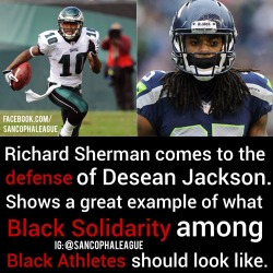 sancophaleague:  Richard Sherman does it again! This time he wrote an article coming to the defense of former Philadelphia Eagles receiver Desean Jackson. If you haven’t heard Desean was recently released from the Philadelphia Eagles for allegedly having