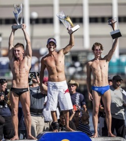 speedosvstheworld:  greenspeedos:  tautspeedos:  #pipe winners in #arena #speedos  hooray…now if we can get that guy in the middle to realize how awful those very long boardshorts are  This competition is definitely not one to determine who is most