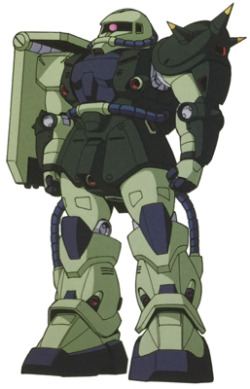 the-three-seconds-warning:  OMS-06RF RF Zaku  The OMS-06RF RF Zaku is the product of combining a MS-06 Zaku II and a AMS-119 Geara Doga. Although its outward appearance was virtually identical to the original MS-06 Zaku II, it was constructed from modern