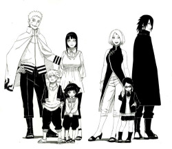 lady-kyra21:  I look at this I can’t help but wipe some tears away, they all look so beautiful here. It’s as if they are one big happy family. Team Seven’s bond extending towards their families. It’s beautiful.Gushing aside, just look at Naruto