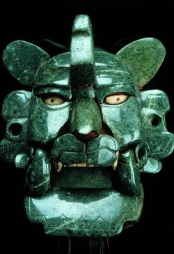 tselentis-arch:  Zapotec jade mask, 200 BC-100 AD. Monte Alban. Monte Albán is a large pre-Columbian archaeological site in the Santa Cruz Xoxocotlán Municipality in the southern Mexican state of Oaxaca  via futurereflections17 Archaeology