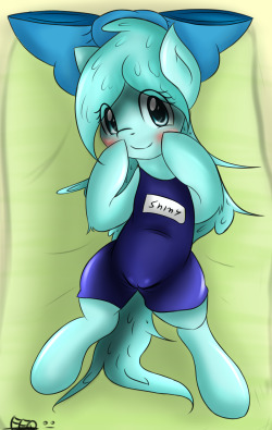 askpervert-cloudchaser:  What if shiny swimsuit is a bit “tight” = cameltoe. :V As usuall i don’t hide private parts because they are real. ((In my headcanon ponies in show and on sfw blogs to hide private parts use magic nomatter what race&lt;for