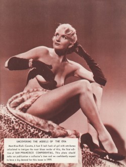 kdo:  Ricki Covette is featured in the November &lsquo;55 issue of 'SAN FRANCISCO CONFIDENTIAL&rsquo; magazine.. Image Source:   http://www.vintagegirliemags.com 