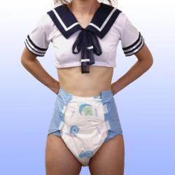emma-abdl:  Did you know…Tykables Overnight XL are only € 8.99 at Save Express. I like Save Express because they let me wear my Japanese school shirt in their pictures ^_^Click here to check those cute diapers out.Xx Emma