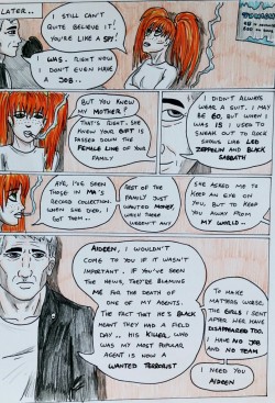 Kate Five vs Symbiote comic Page 147  Carey gives her the pitch, and has great music tastes