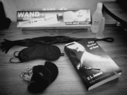 explicit-cuntent:  daddy and i went shopping this weekend. this isn’t all of it but most of it. i love all of it, especially the book and the wand. my belly button ring is absolutely adorable. i’ve heard a lot about fifty shades and i’ve been wanting