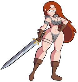 ck-blogs-stuff:  MY PATREON Patreon Request by @dacommissioner2k15 featuring Wendy from Gravity Falls dressed as Red Sonja. There’s also alt versions on my patreon, so if you wanna see it, pledge to me!  ;9
