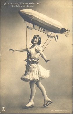 weirdvintage:  Berlin’s Admirals-palast Ice Arena hosted a variety of lavish ice ballet in the 1910s, with fantastical costumes, including this “Zeppelin Girl” (via Ice Stage Archive) 