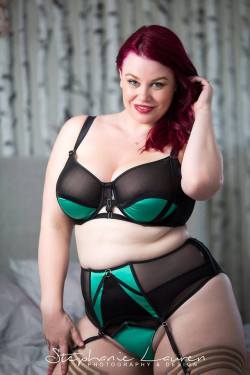 playfulpromises:The adorable Ruby Roxx in our Emerald set, which is part of our plus size/curve collection! Shot by Stephanie Lauren
