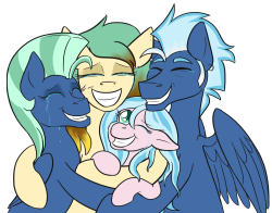 ask-wiggles:  A thank-you drawing Patreon Reward for shinyshaini! Shiny requested for a little family reunion. HAPPY TEARS. (For those who don’t know- those are Sea Breeze and Drizzle’s parents, Silver Lining and Baywatch. Usually Baywatch dyes