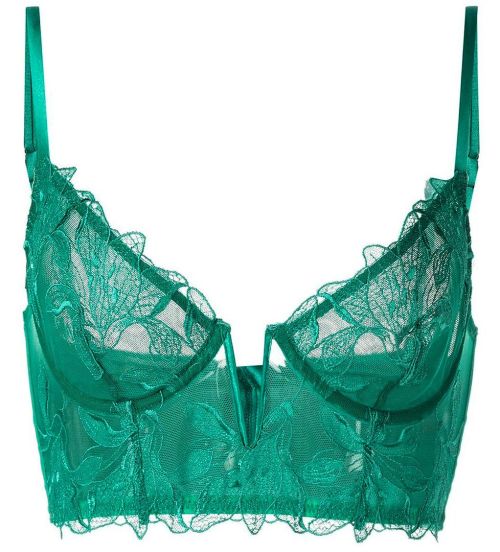 martysimone:  Fleur du Mal | Lily Embroidery Longline Bra in emerald floral embroidery + mesh