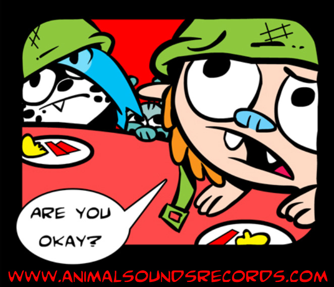 animalsoundsrecords: DUCK! Mecha Manda is on the loose on today’s LOS ANIMALES! http://animalsoundsrecords.com/2013/04/are-you-okay/ Liz O and I were recently interviewed for a rad site/podcast Defective Geeks! Check that out HERE: http://www.defectivegeeks.com/2013/04/15/ep-111-los-animales/ Thanks Defective Geeks! -Jeaux J 