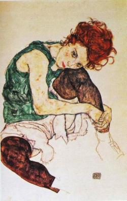 art-mysecondname:Egon Schiele, Donna seduta - La moglie dell’artista, 1917