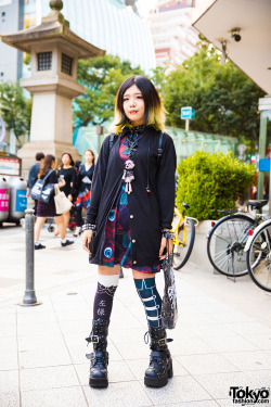earlfs: tokyo-fashion: 19-year-old Anko on the street in Harajuku wearing a dark look with items by Sexpot Revenge, Killstar, and Yosuke. Her favorite musical artist is Vocaloid. Full Look  @adreamcalledeternity 
