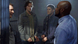 theangelsparade:  jensensation:  I love how jensen stays in character a little longer then jared and then looks over and is like “oh okay I’m gonna do what your doing”  CRYING BECAUSE THIS IS HOW I IMAGINE JARED AND JENSEN WHEN DEAN AND SAM SWITCHED